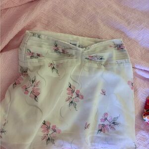 Princess Polly Cream Mini Skirt with Pink Floral Print